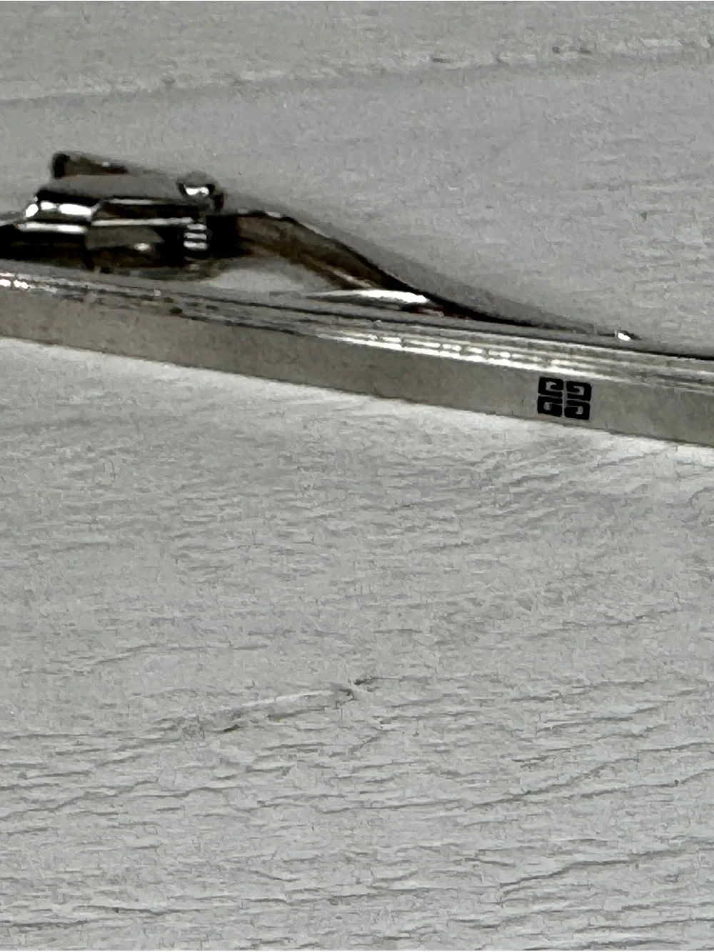 Givenchy Silver Tone Tie Clip / Tie Bar | Minimalist Designer Mens Accessory